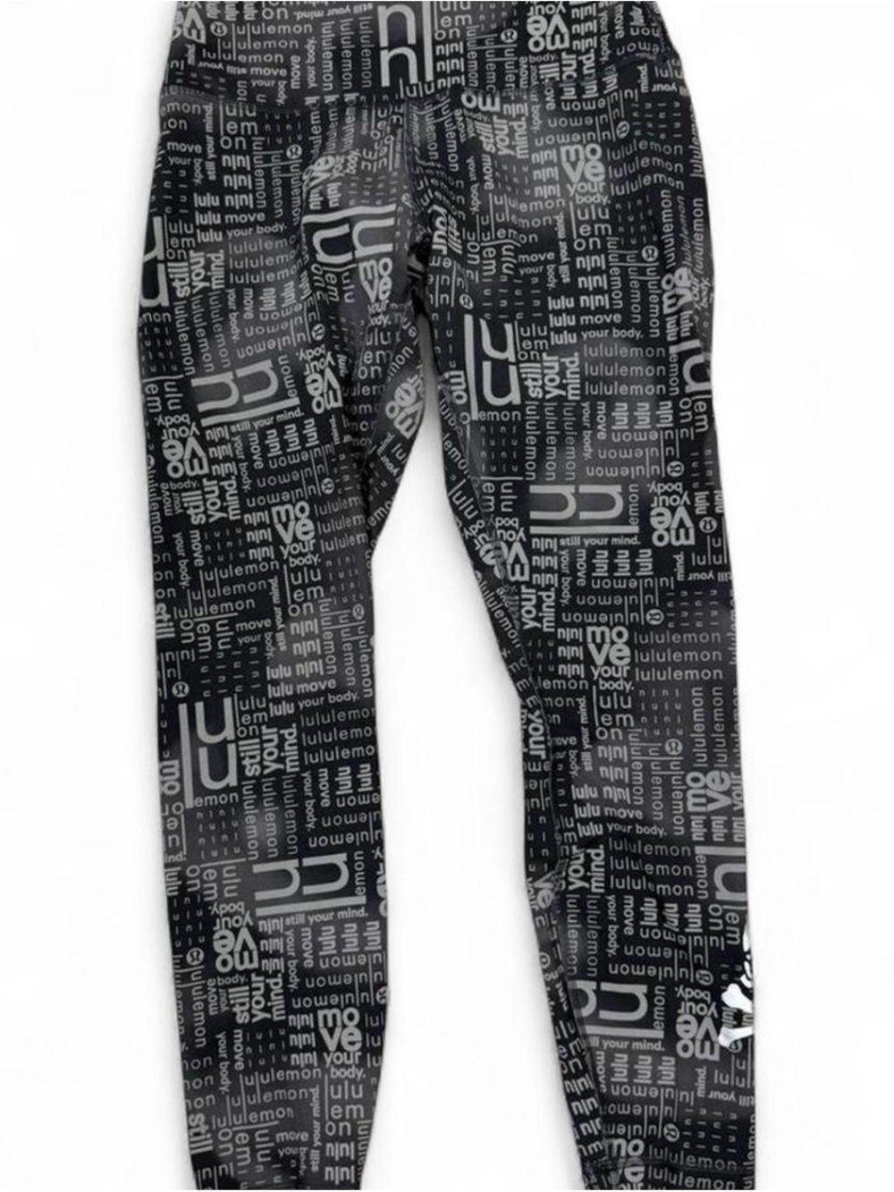 Lululemon x SoulCycle Graphic Logo Leggings Skull Print Black Gray Sz 8